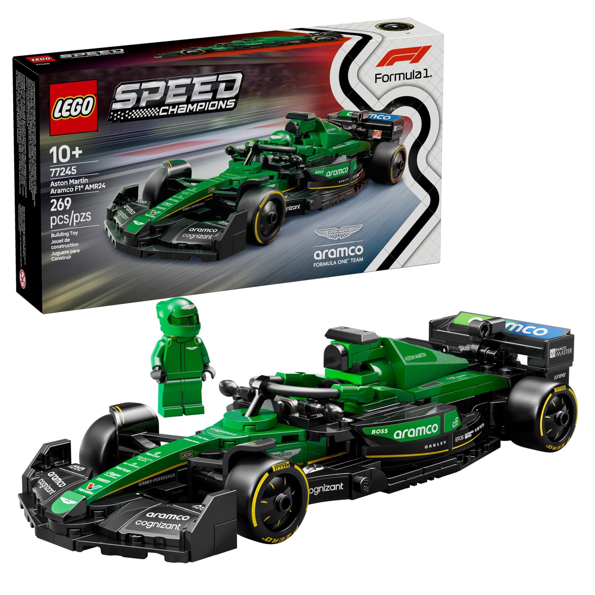 LEGO Speed Champions Aston Martin Aramco F1 AMR24 Race Car Toy - Building Set for Kids, Boys & Girls, Ages 10+ - Toy Car for F1 Fans - Gift Idea for