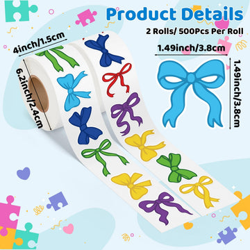 5wsech Colorful Bow Stickers - 1000Pcs Inspirational Party Favors for Kids