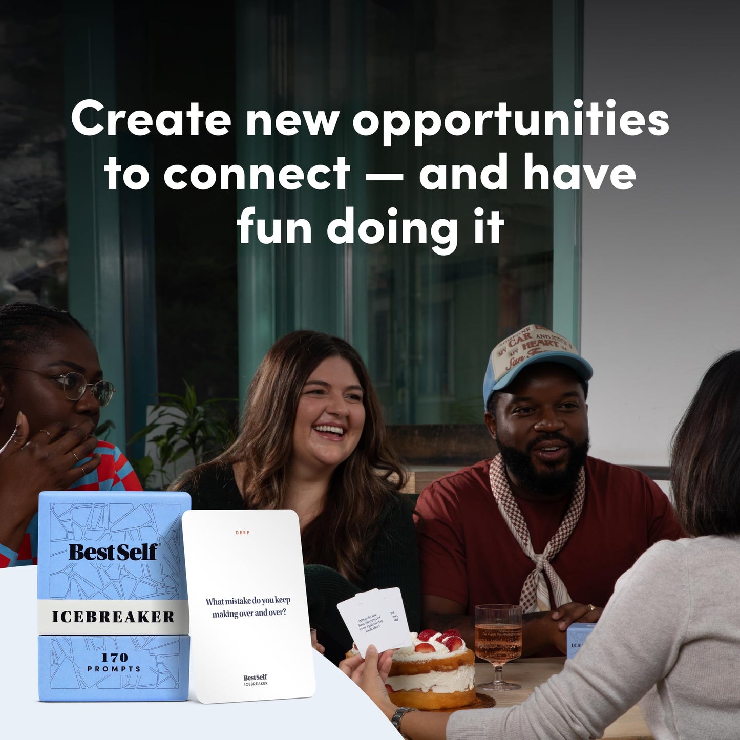 BestSelf Icebreaker Card Deck - 170 Conversation Starters to Spark Meaningful Connections | Ice Breaker Game for Adults, Friends & Couples | Date
