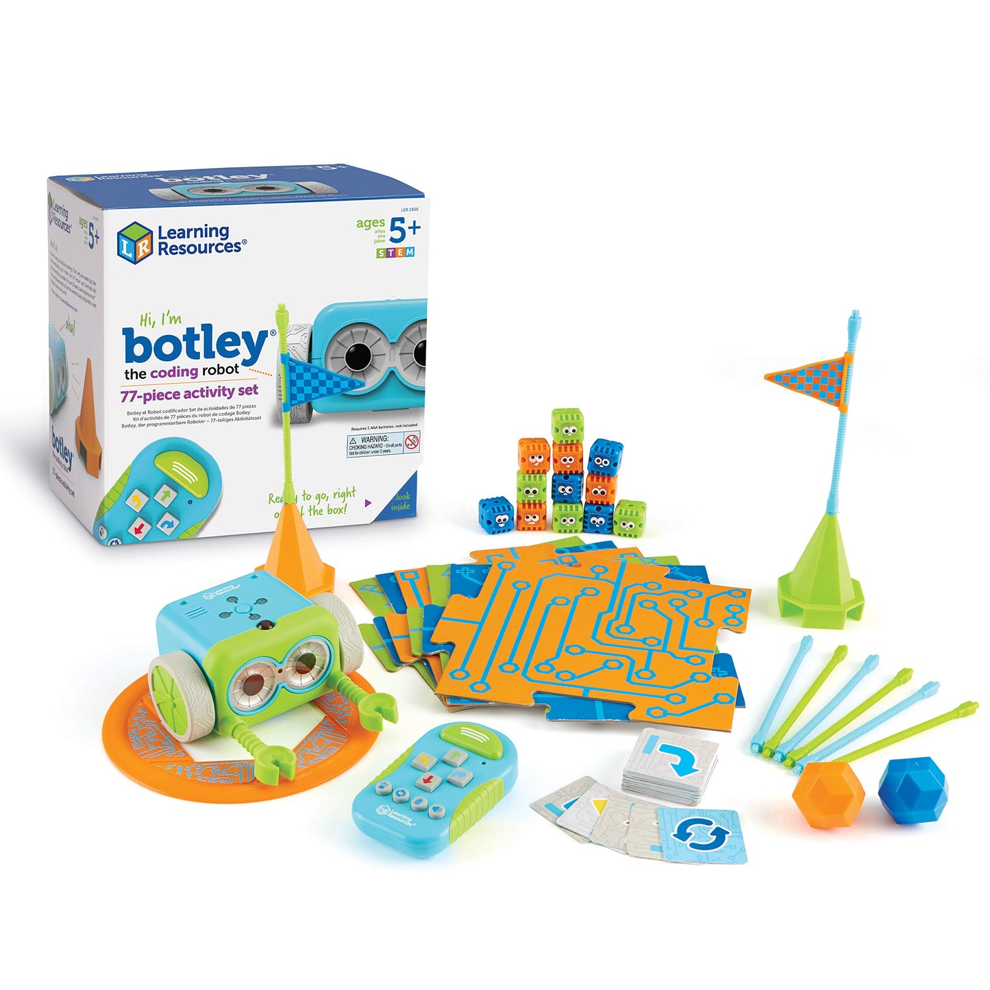 Learning Resources Botley The Coding Robot Activity Set - 77 Pieces, Ages 5+, Screen-Free Coding Robots for Kids, STEM Toys for Kids, Programming