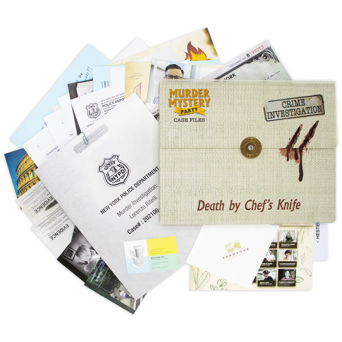 Death by Chef's Knife Case Files Detective Game with Evidence, Ages 14+