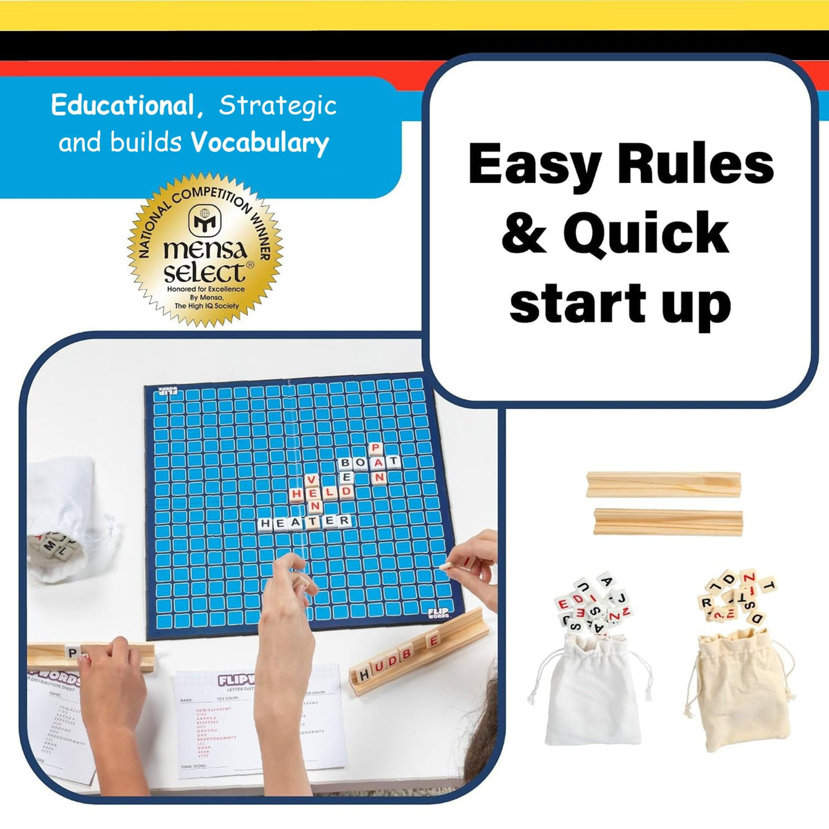 Continuum Games Flip Words, Challenging 2 Player Crossword Game