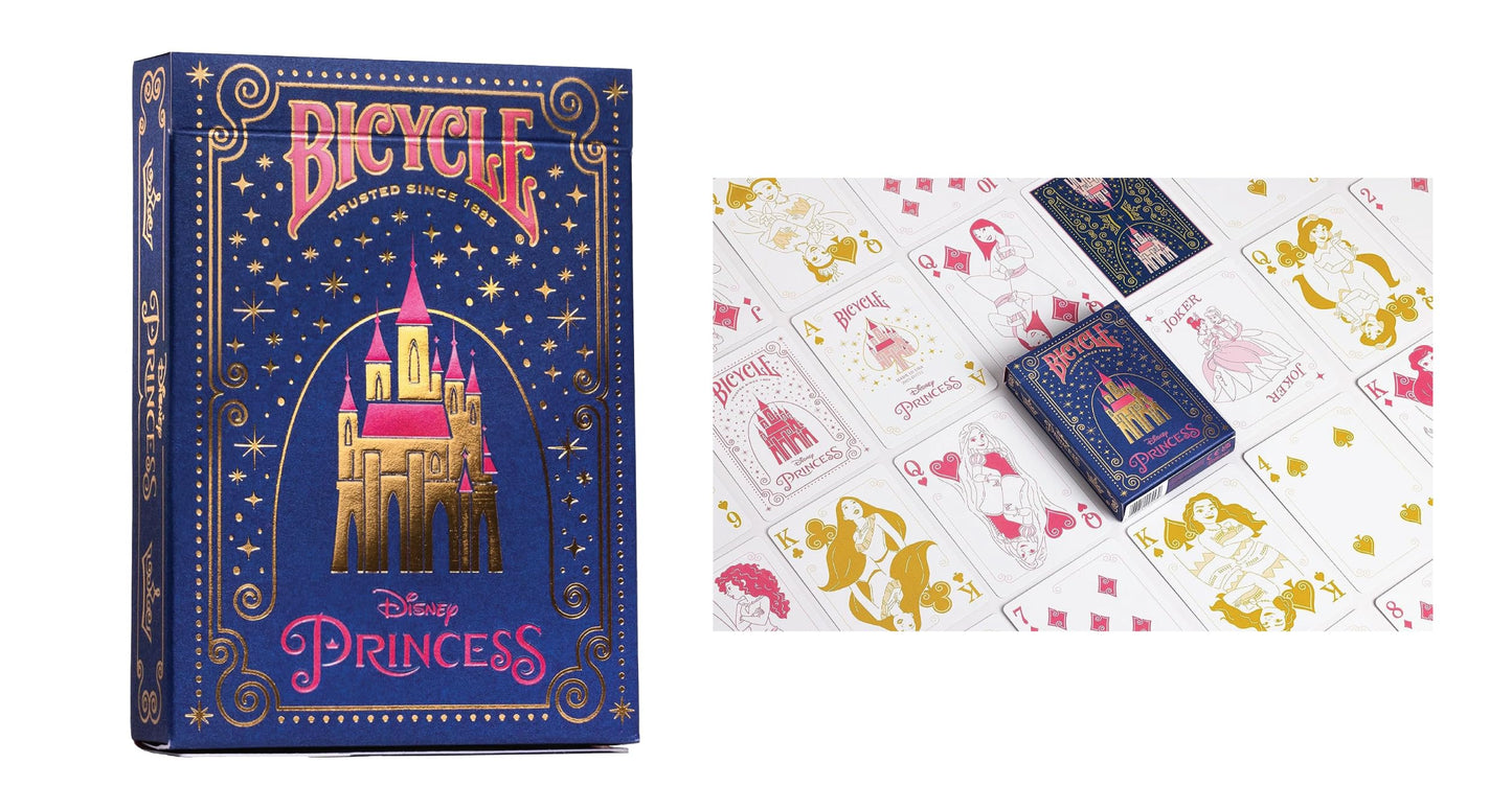 Disney Collector's Bundle: 6 Decks Bicycle Playing Cards - Black & Gold Mickey, Classic Mickey, Princess Pink/Navy, Villains Green/Purple.