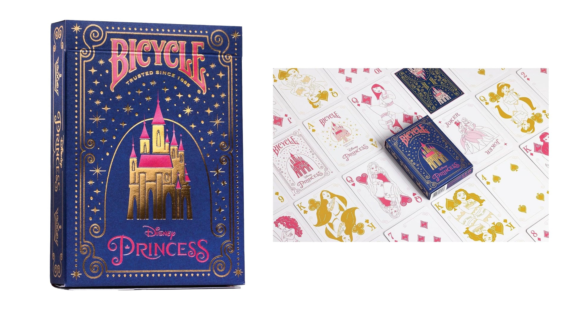 Disney Collector's Bundle: 6 Decks Bicycle Playing Cards - Black & Gold Mickey, Classic Mickey, Princess Pink/Navy, Villains Green/Purple.