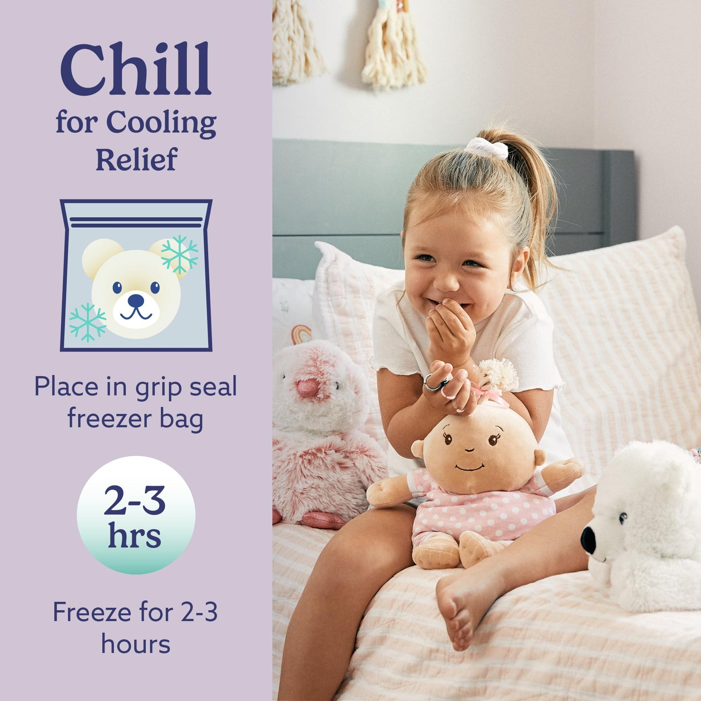 warmies Microwavable & Weighted Stuffed Animals, Baby Girl Lighter Skin - Heated Stuffed Animal Plushie for Warmth & Comfort - Soft Plush Toys
