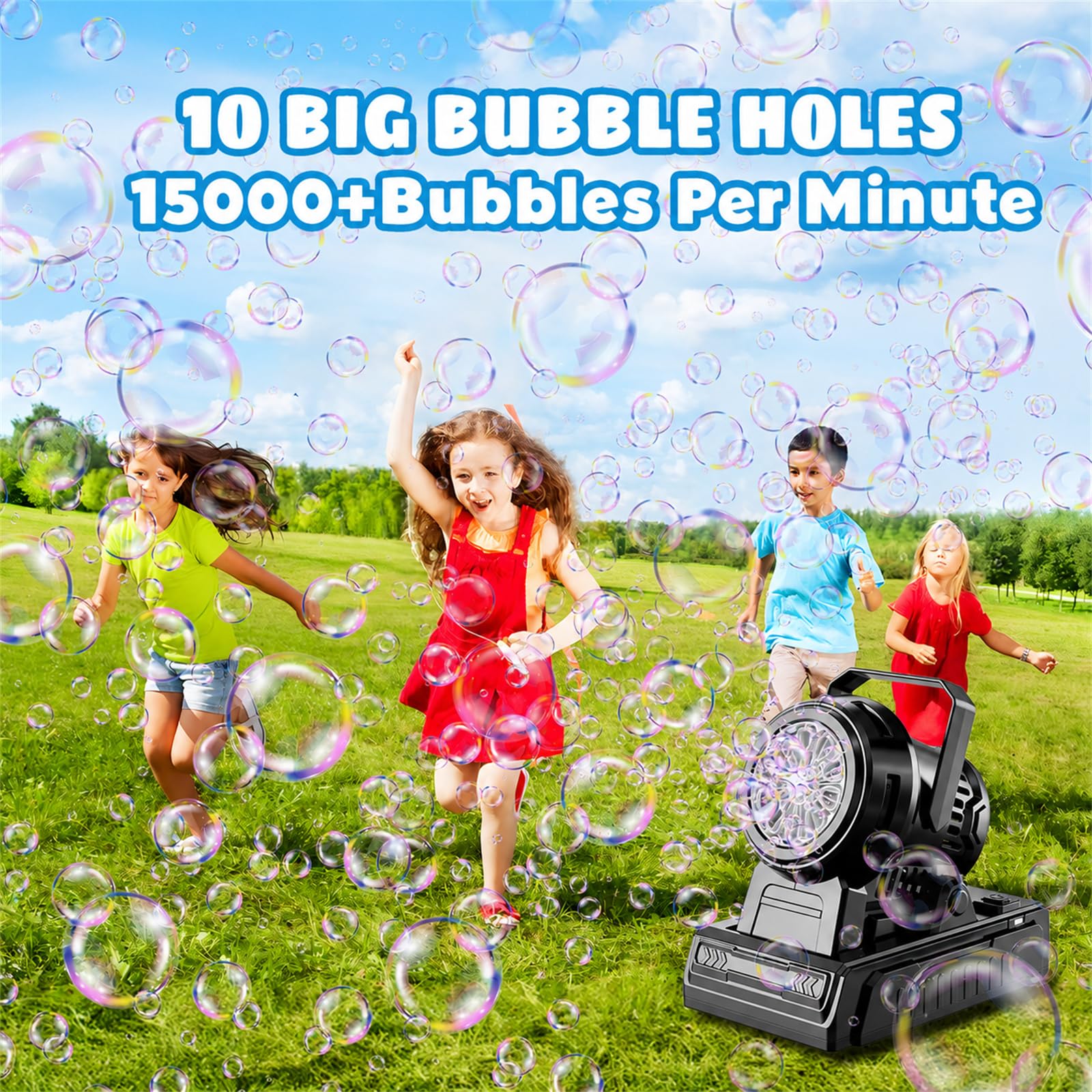 SHCKE Automatic Bubble Machine 10 Holes Bubble Blower,45° Adjustable