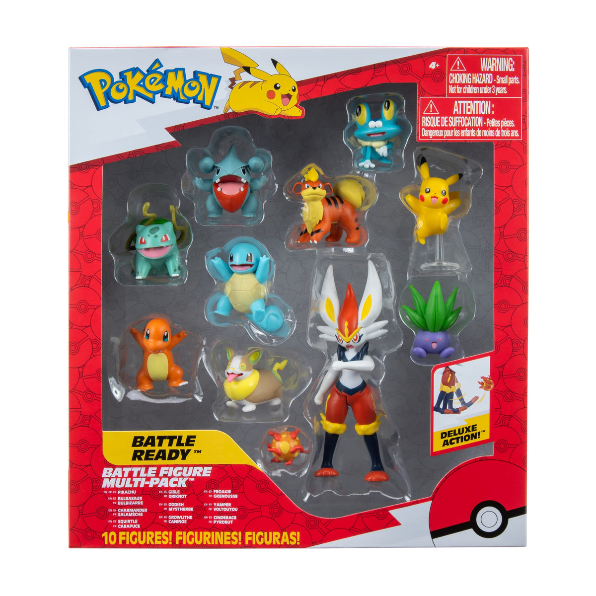 Pokemon Multipack 10 Pack - Pikachu, Squirtle, Bulbasaur, Charmander, Froakie, Yamper, Gible, Growlithe, Oddish, Cinderace