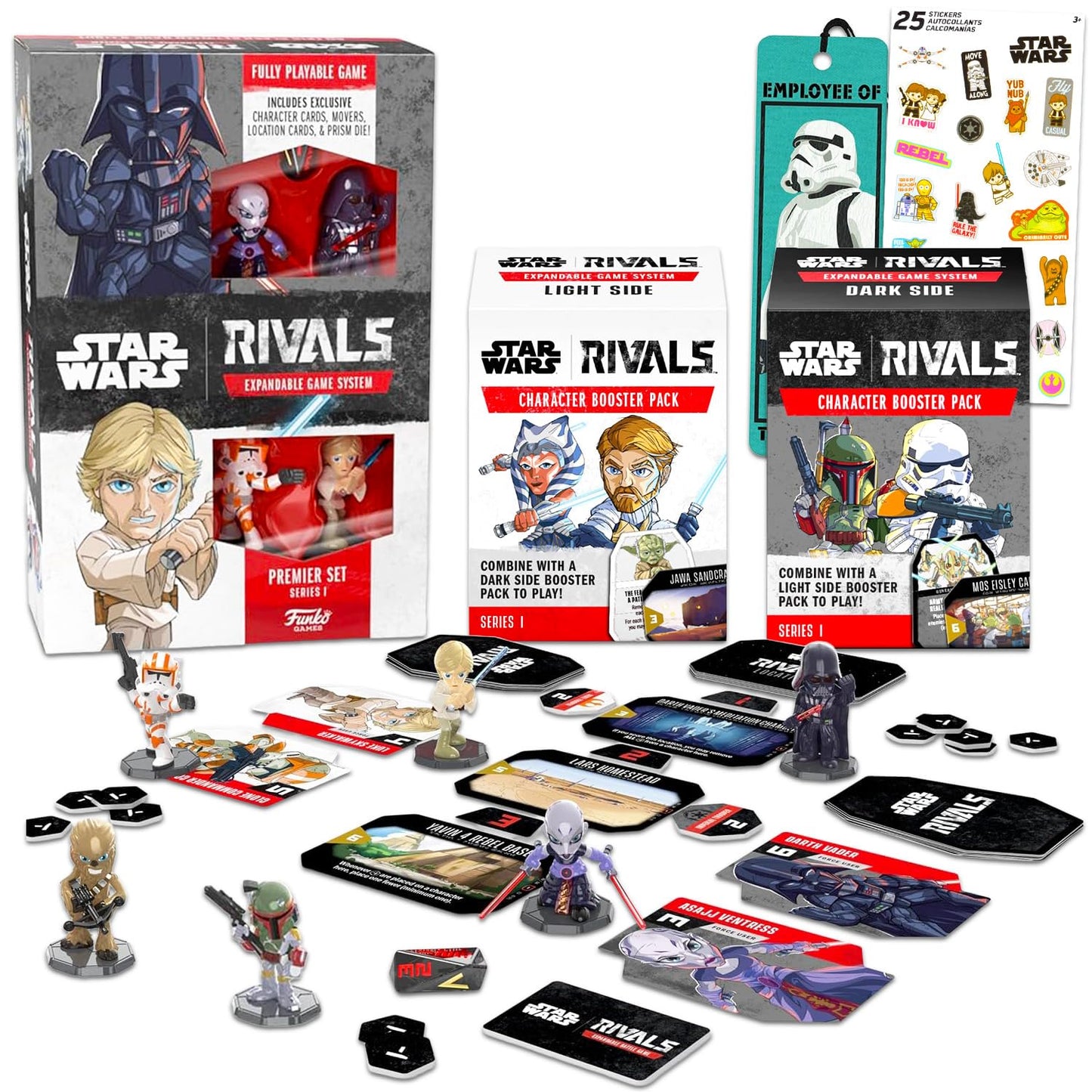 Star Wars Rivals Board Game with Expansion Packs - 3 Pc Bundle with Series 1 Expandable Game with Mini Figures and Booster Packs for Boys, Girls |