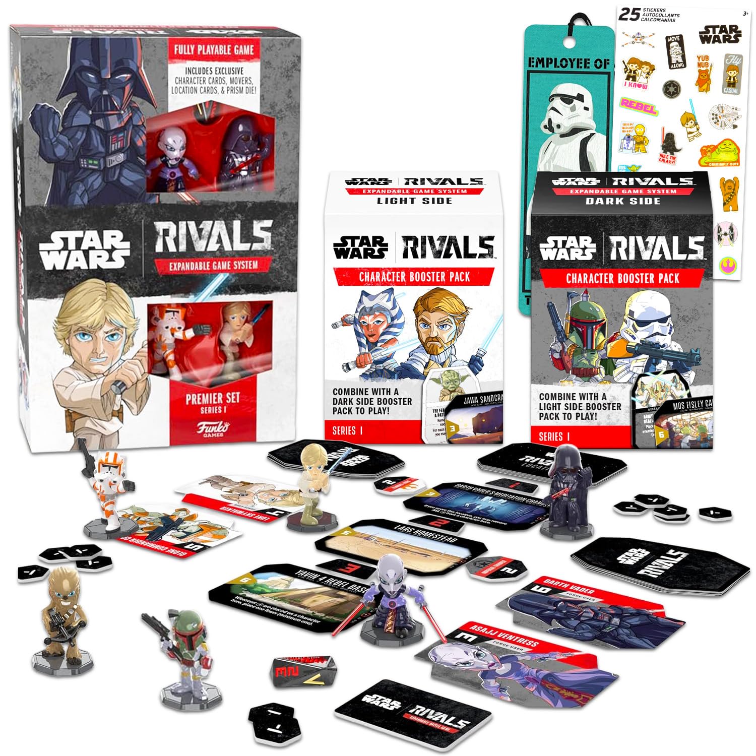 Star Wars Rivals Board Game with Expansion Packs - 3 Pc Bundle with Series 1 Expandable Game with Mini Figures and Booster Packs for Boys, Girls |