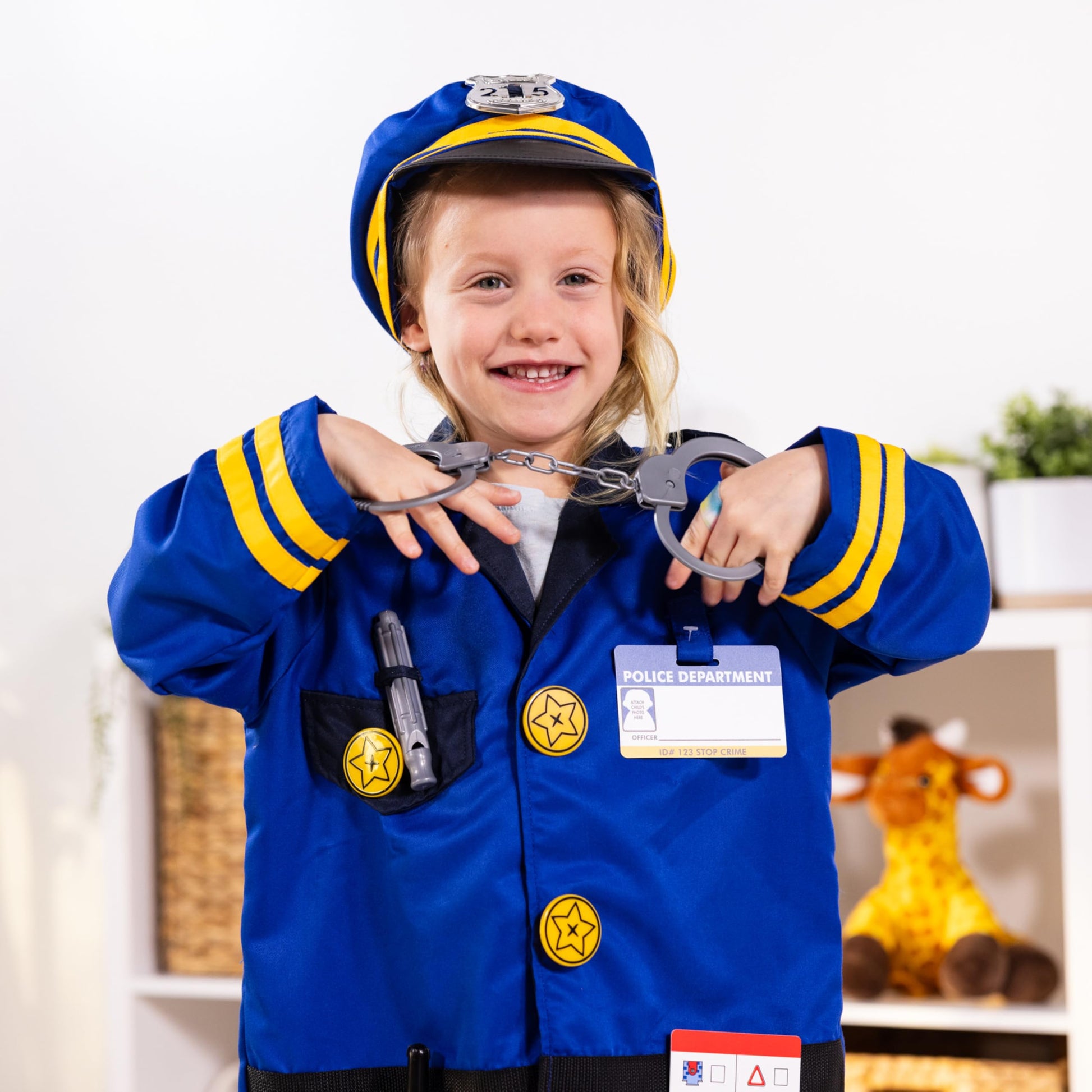 Melissa & Doug Police Officer Costume, 8-Pc Pretend Play Dress Up, Badge, Handcuffs & Accessories, Role Play Toys for Kids 3+
