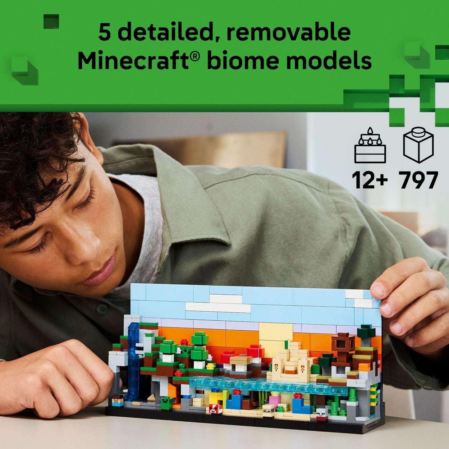 LEGO Minecraft Mini Biomes Building & Pretend Play Toy for Boys & Girls - Video Game Playset & Toy Figures for Preteens, Ages 12 + - W/2 Minifigures