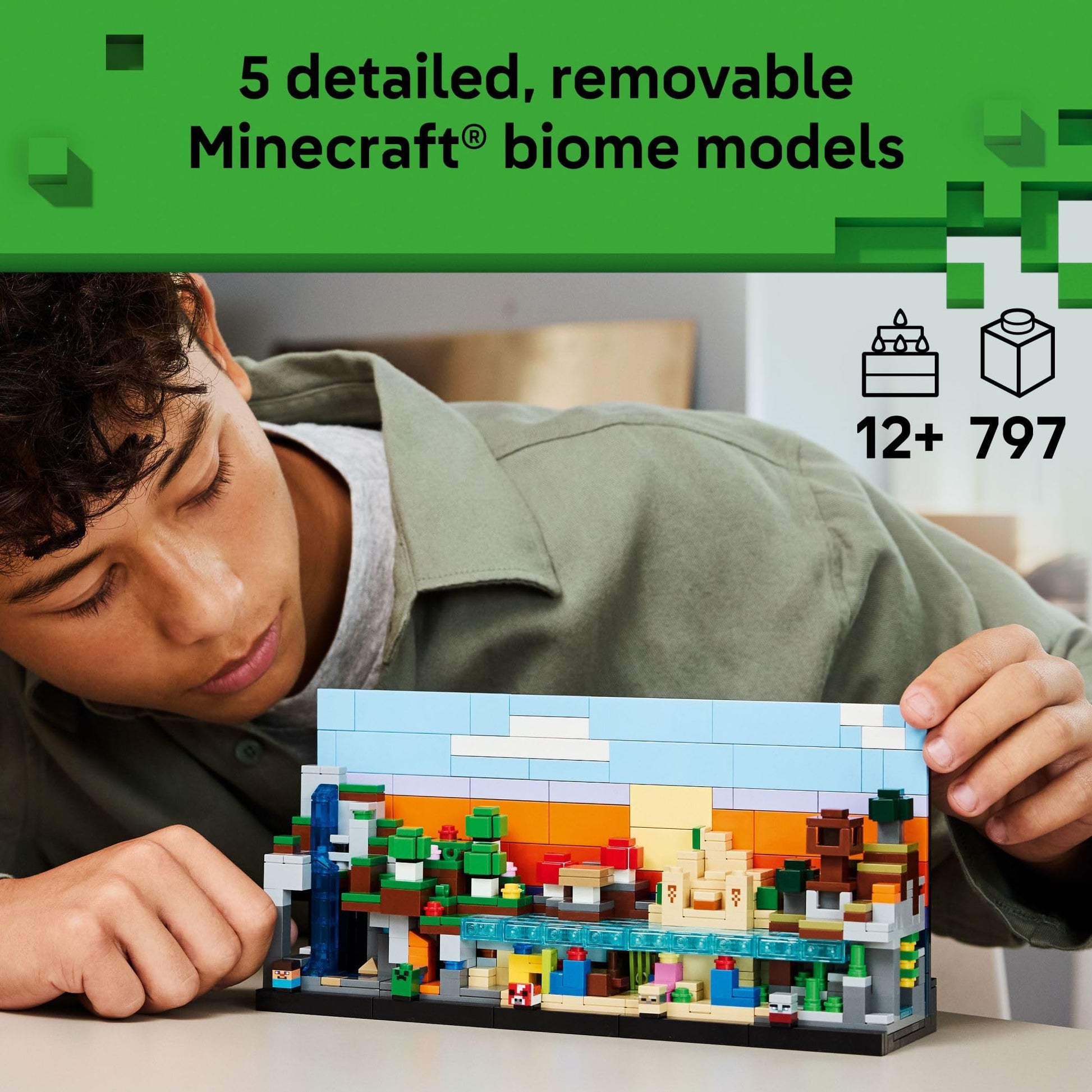 LEGO Minecraft Mini Biomes Building & Pretend Play Toy for Boys & Girls - Video Game Playset & Toy Figures for Preteens, Ages 12 + - W/2 Minifigures