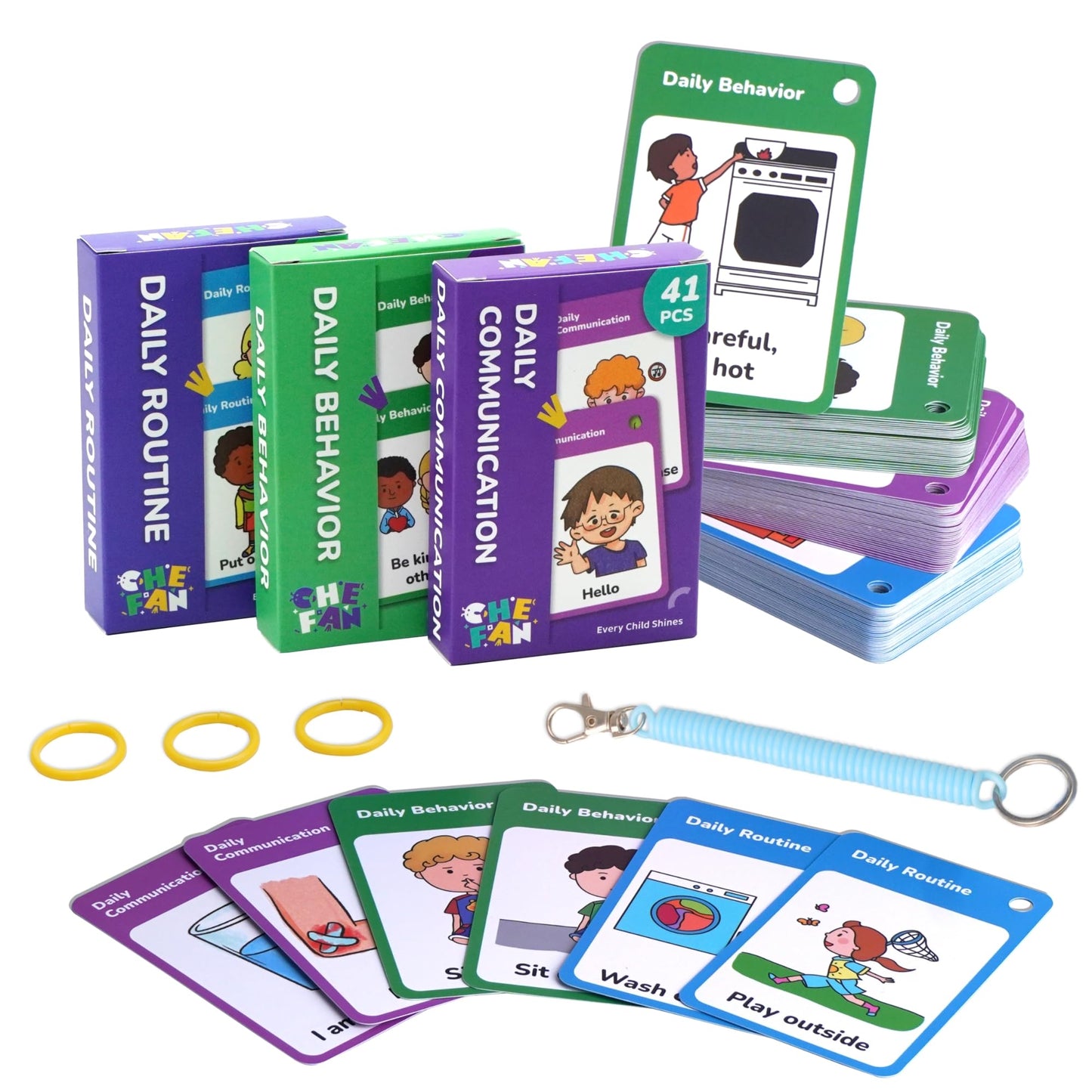CHEFAN 110 PCS Autism Communication Cards for Speech Delay, Special Needs Visual Aid Language Learning Cue Cards Special Ed Feelings Emotions Flash
