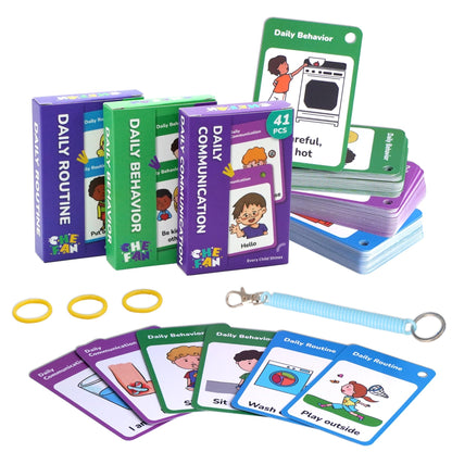 CHEFAN 110 PCS Autism Communication Cards for Speech Delay, Special Needs Visual Aid Language Learning Cue Cards Special Ed Feelings Emotions Flash