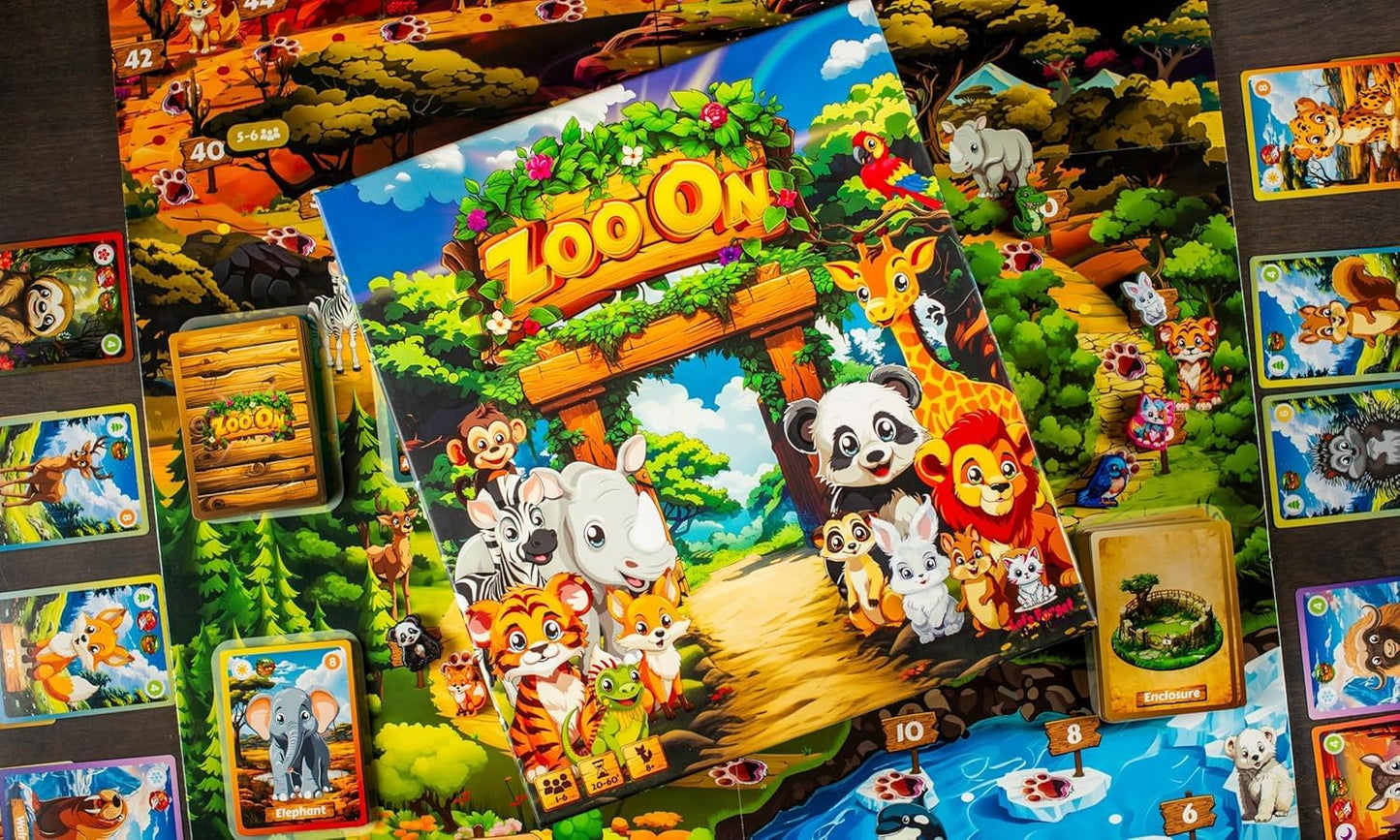 Zoo On Family Board Game - Build Your Own Animal Zoo - Strategy Card Game for Kids and Adults - Fun Game Night Party Game - 1 to 6 Players Ages 7