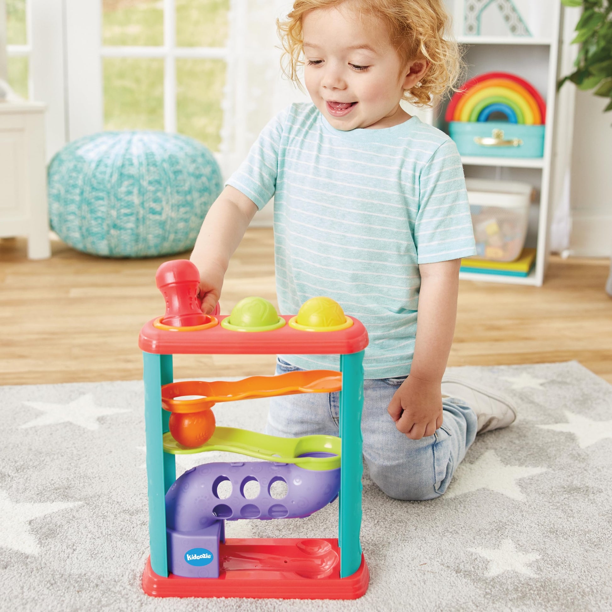 Kidoozie Pound-A-Ball Tower - Baby Ball Drop & Hammer Toy - Safe Sensory Toy for Ages 12m+
