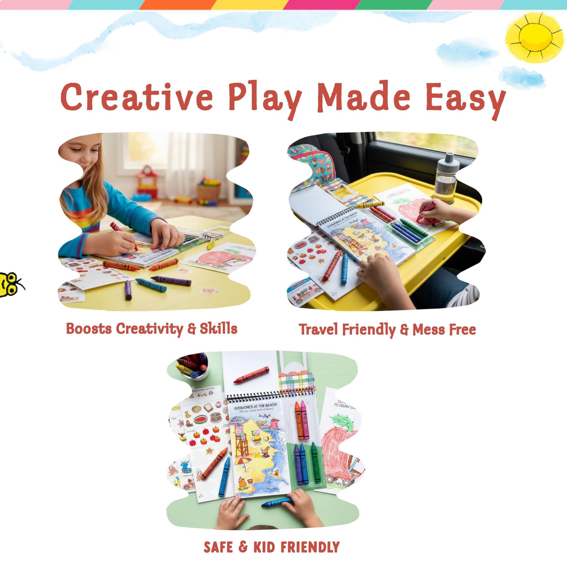 Bright Stripes Richard Scarry Art on the Go Travel Coloring Kit, Ages 3+