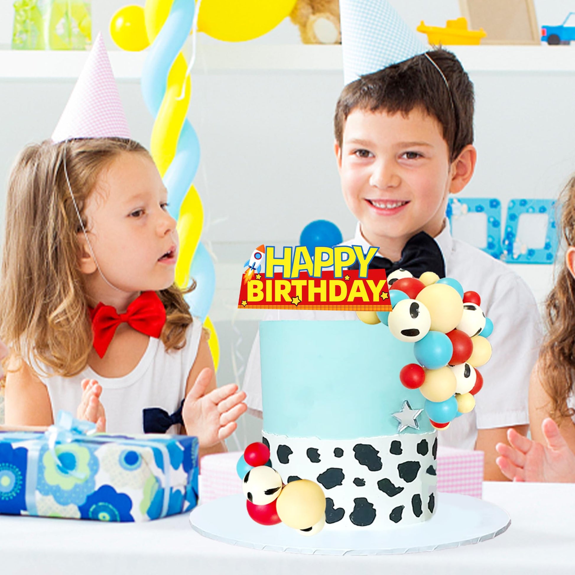 Balls Cake Toppers Blue Orange Birthday Cake Decorations for Baby Shower Birthday Cake Decorating (Cartoon story)