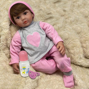 22" Baby Doll | Reborn Realistic Baby Doll that Looks Real | Weighted Soft Newborn Silicone Baby Doll Gift Set with Swaddle Blanket, Pacifier Toy