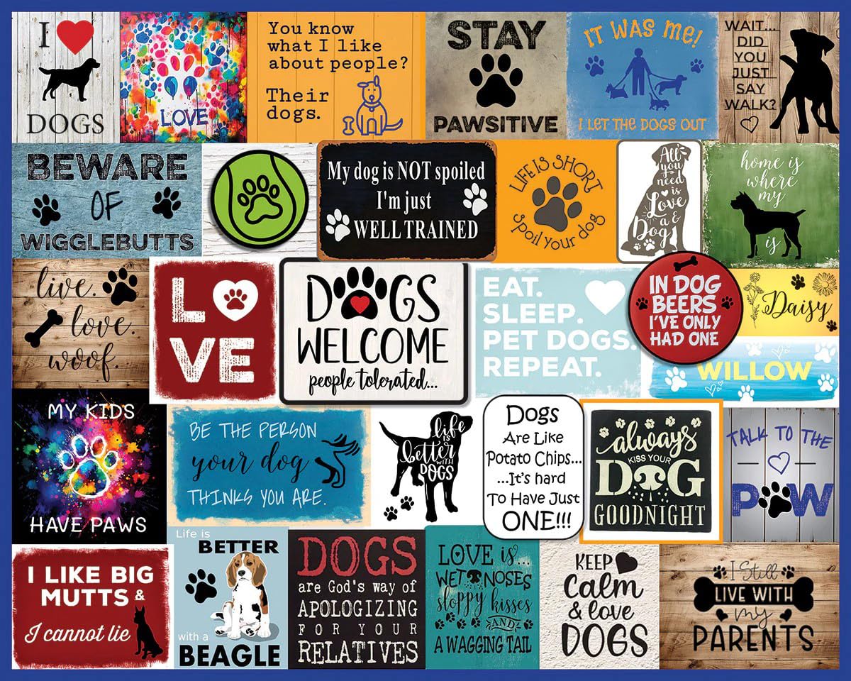 White Mountain 1000 Piece Jigsaw Puzzle Dog Quotes Collage, I Love Dogs