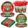 Christmas Plates and Napkins Set, Holiday Paper Plate and Napkin Sets, Ugly Sweater Paper Plates Napkins Cups Forks for Christmas Holiday Ugly Sweater