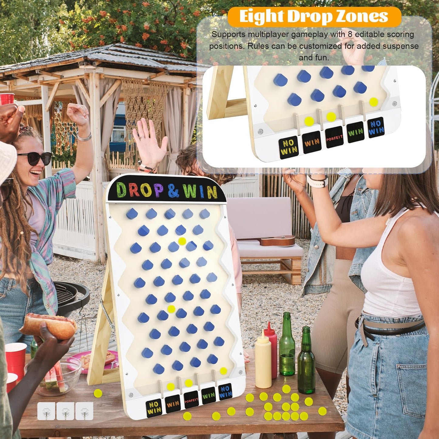 Zhenx Prize Drop Disc Game Wood, Extra Large Prize Drop Board 27.8" x 15.9", Wood Disc Drop Games for Parties, Trade Show Booth and Carnival Game