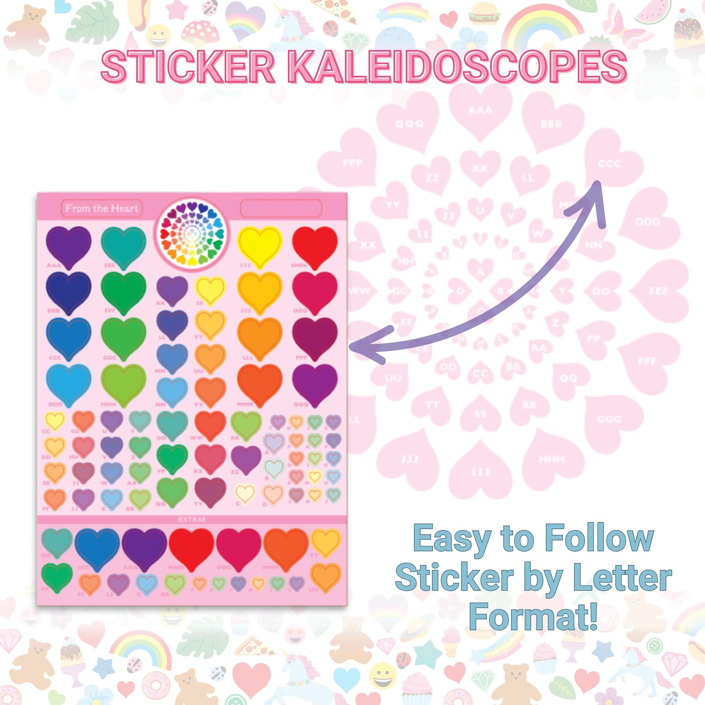 Mrs. Grossman's Sticker Kaleidoscopes Activity Book - Create Manadala Style Art with Sticker by Letter Format, Includes 8 Designs and Over 500
