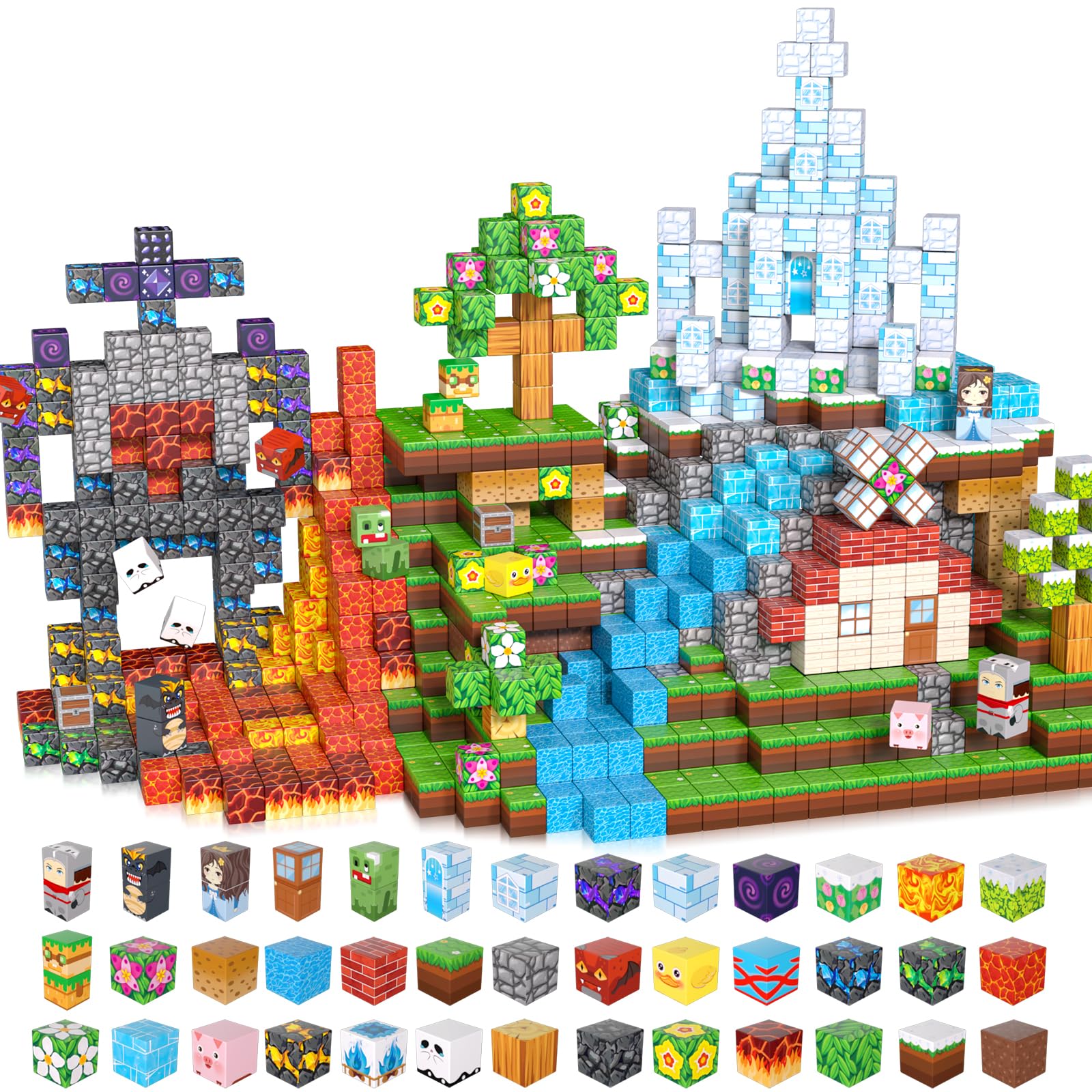 LAYVIC 200PCS Magnetic Building Blocks, Magnet Toys Magnetic Cubes, Magnetic Blocks for Kids Ages 4-8, Stacking Magnet Blocks STEM Building Toys