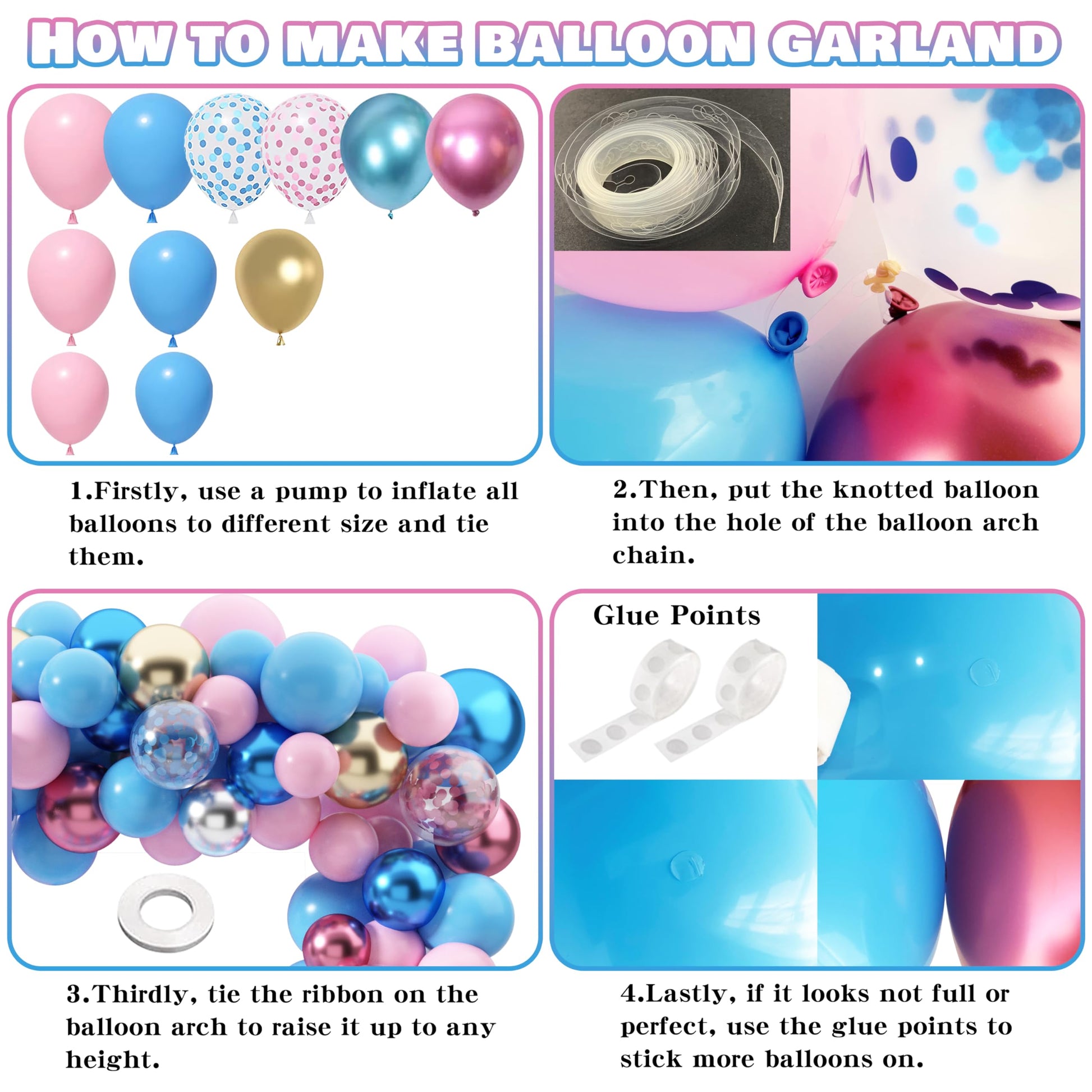 92Pcs Boy or Girl Gender Reveal Decorations Set Balloons Boxes