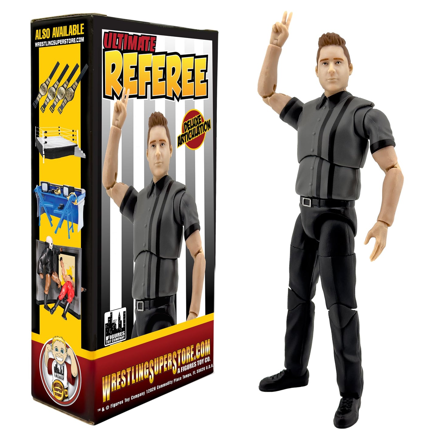 Ultimate Dark Gray Referee with Deluxe Articulation for Wrestling Figures