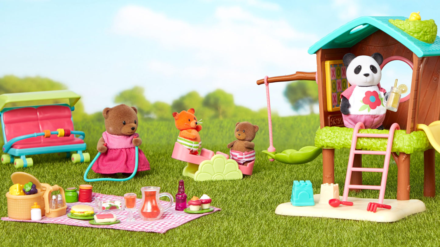 Li'l Woodzeez Babysitter Set, 13-Piece Animal Dollhouse Playset, Playsets