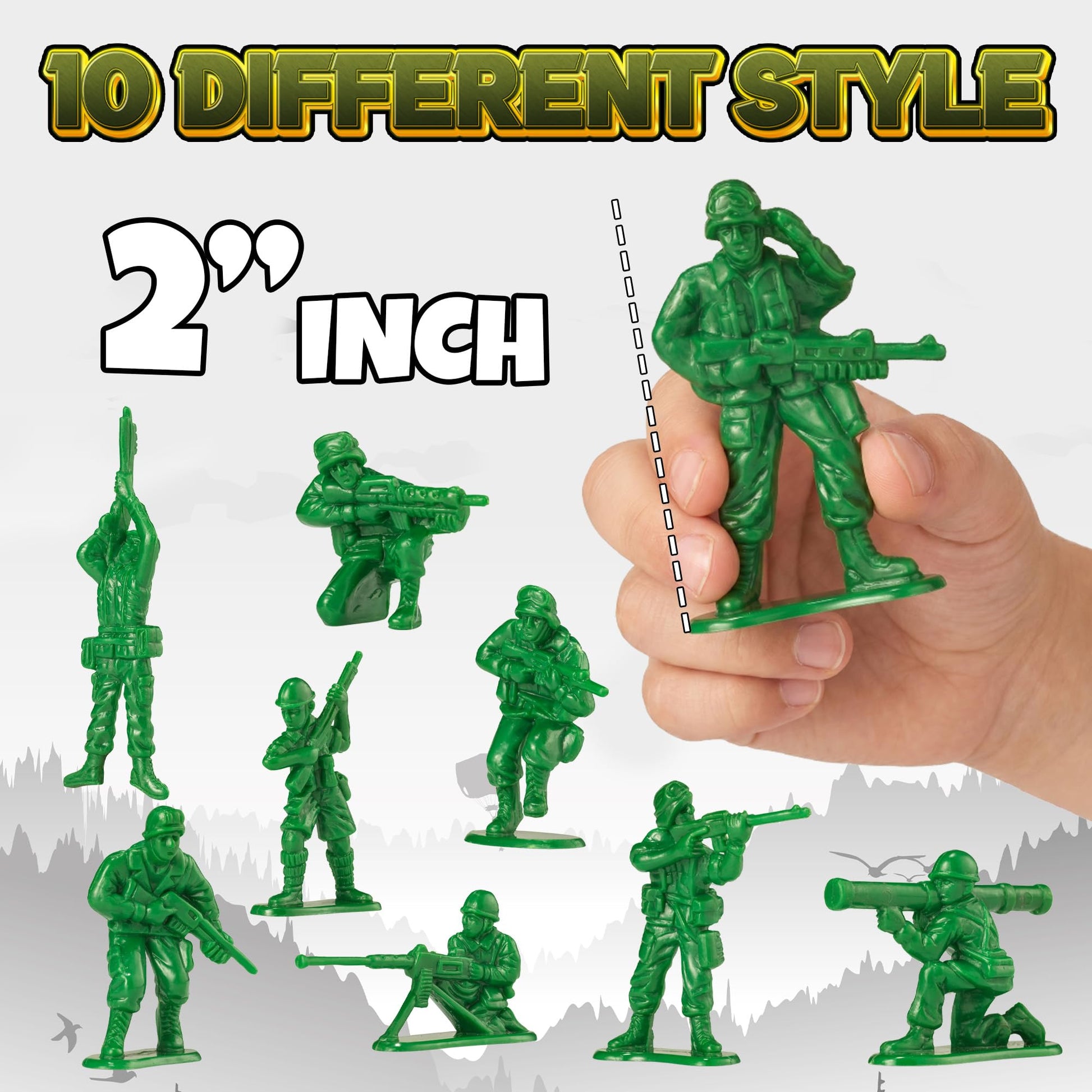KiddieLoot Green Army Men Toy Soldiers (108 Pack) - Classic Military Action Figures for Kids - Plastic Army Toys Set for Battle Play, Party Favors