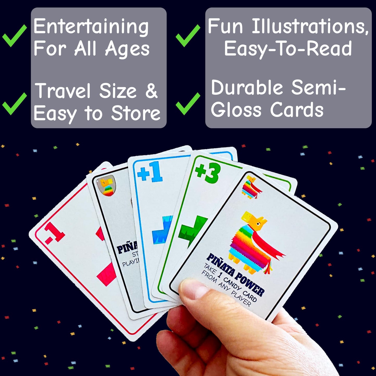 Pineappbill Games 3, 2, 1, Piñata! - Fun Family Card Game for Kids & Adults - Fast-Paced Party Game for Game Night - Ages 7+, 2-5 Players - Portable