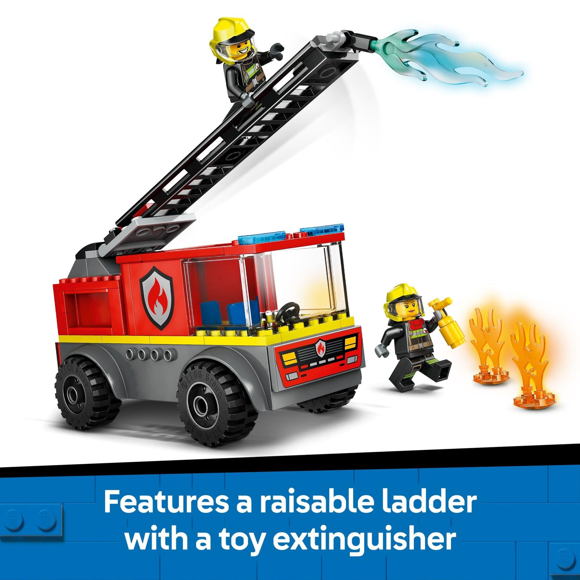 LEGO City Fire Ladder Truck Toddler Toy - Fire Truck Toy with 2 Firefighter Minifigures, Digital Guide for Boys and Girls, Ages 4+ - Learning