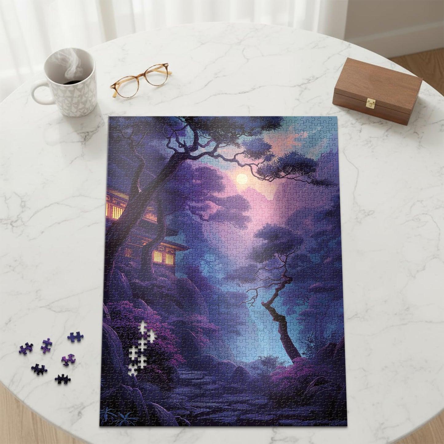 Twilight in Violet (No. 11) - 1000 Piece Landscape Jigsaw Puzzle for Adults | Printed in USA | Satin Low-Glare Finish | Random Ribbon Cut | Bonus