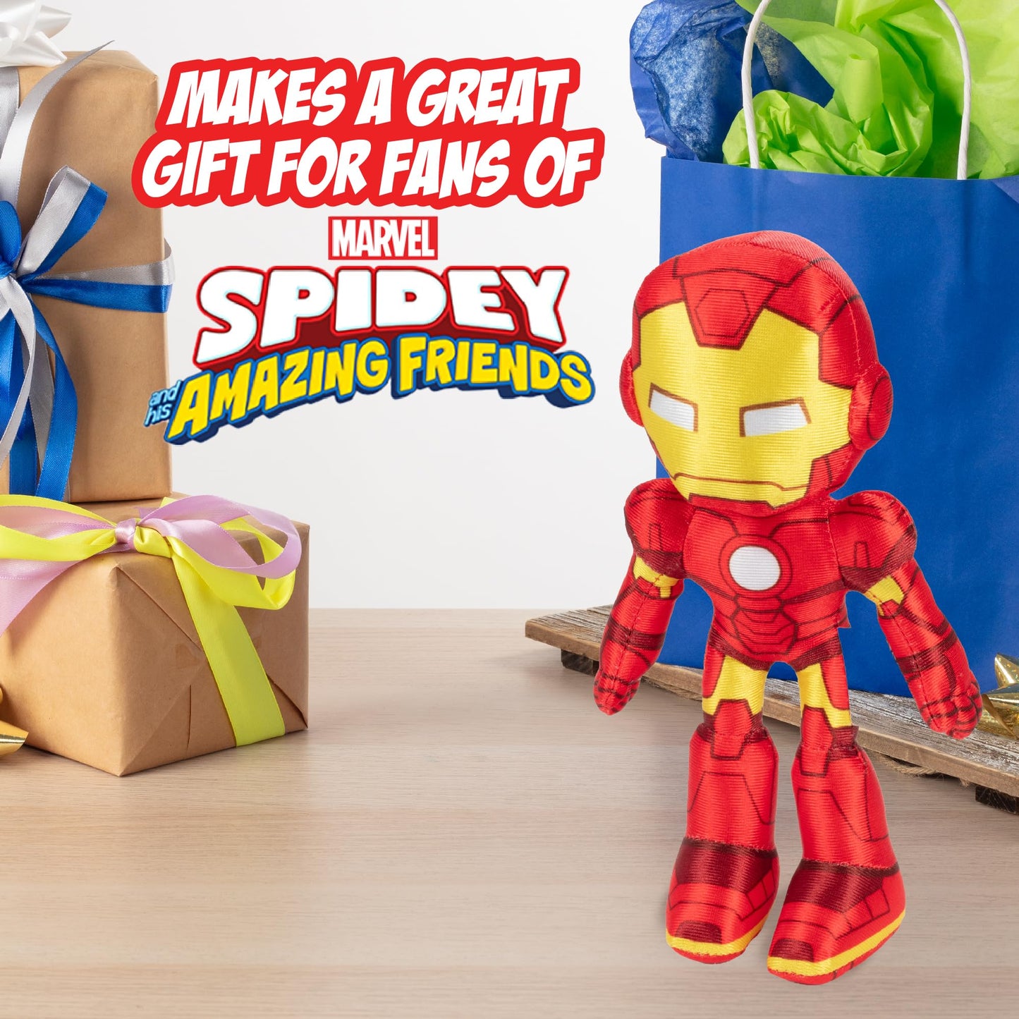 Marvel Spidey and His Amazing Friends 8" Iron Man Plush - Spider-Man Stuffed Animal Toy Figure - Officially Licensed - Spider-Verse Easter Basket