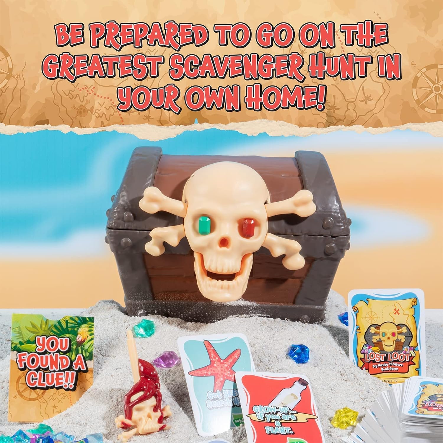 Lost Loot DIY Scavenger Hunt Game - Award Winning Pirate Treasure Like No Other! Hide Skeleton Keys, Set Clues & Find to Unlock Special Chest-150
