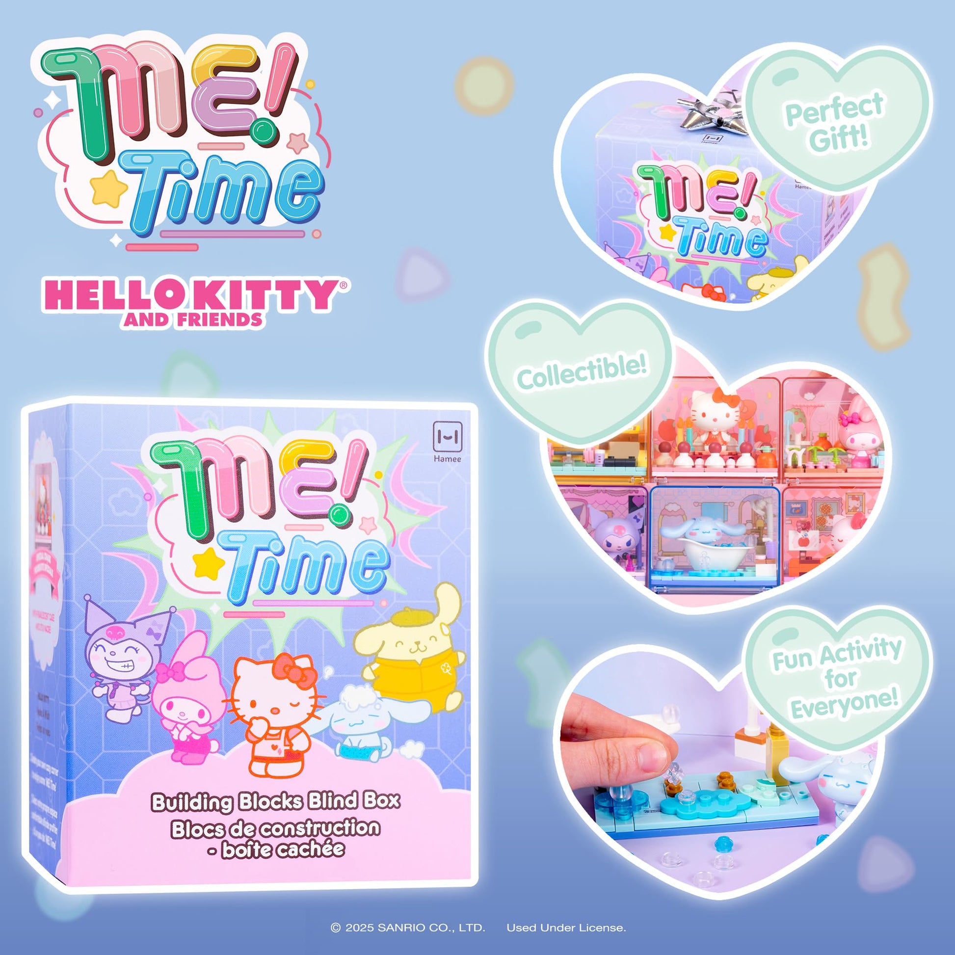 Hamee Sanrio Hello Kitty and Friends 'Me Time' Cute Building Blocks Blind Box (Birthday Gift, Party Favor, Gift Basket Filler, Stress Relief