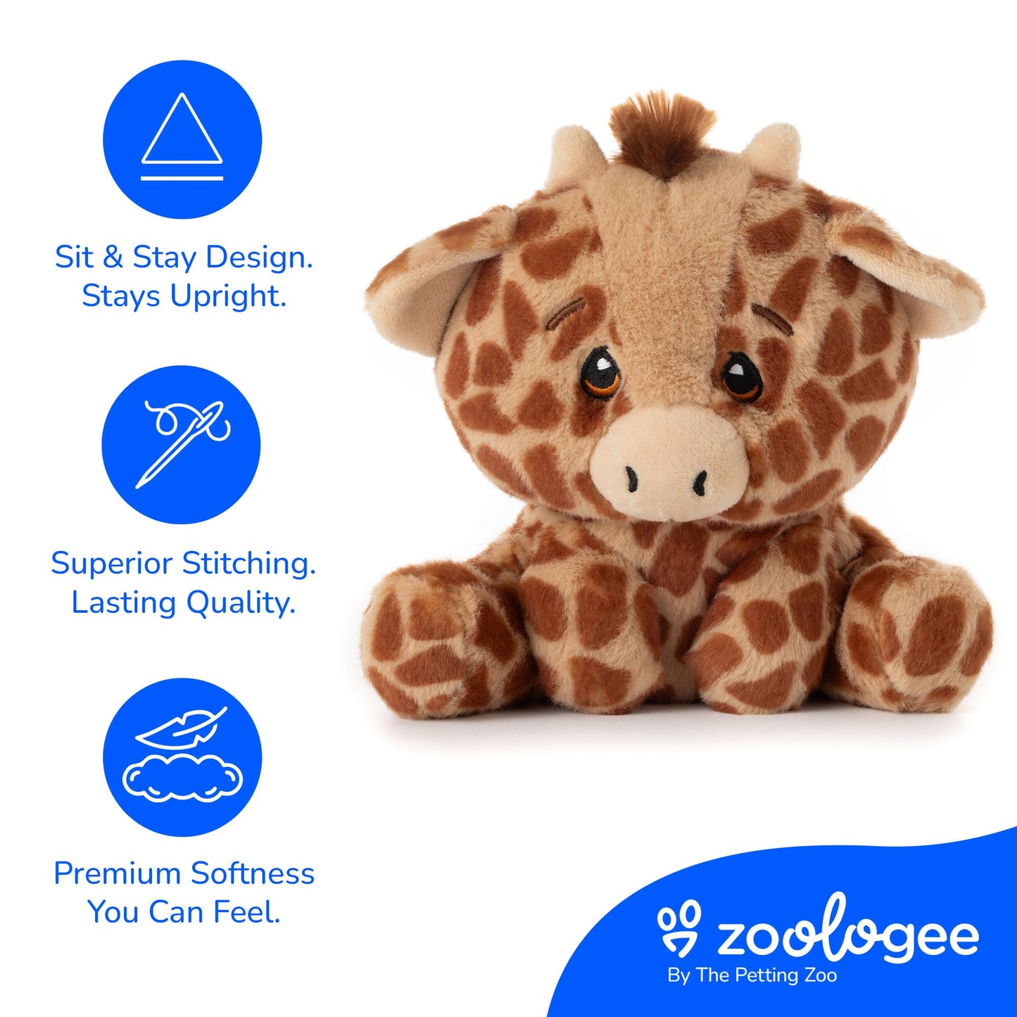The Petting Zoo Giraffe Stuffed Animal Plushie, Gifts for Kids, Snugletz Zoologee Plush Toy, 7 in