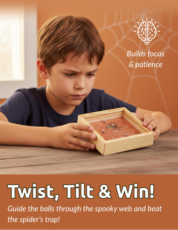 Mini Spider Maze Puzzle - Wooden Handheld Puzzle Game, Brain Teaser Labyrinth Toy, Fun Logic Puzzle, Portable Travel Puzzle Challenge