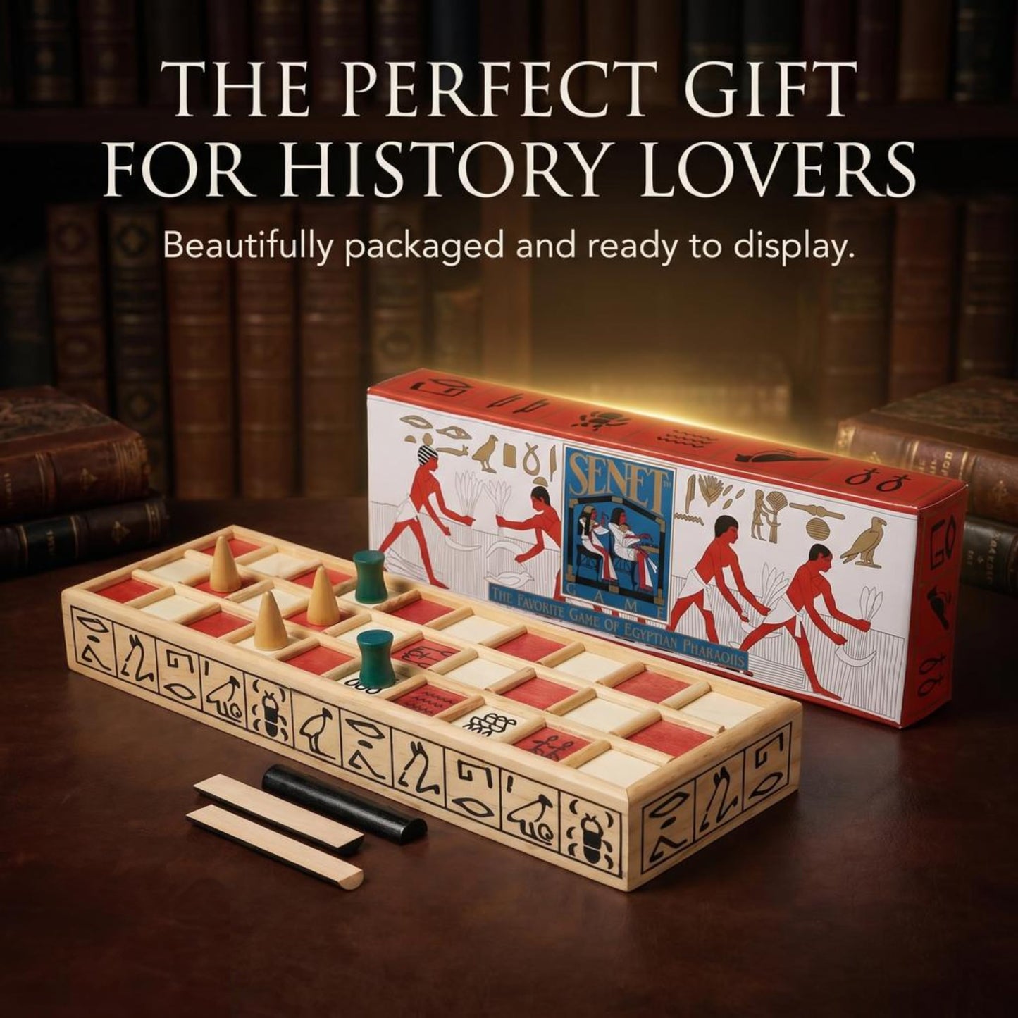 WE Games Senet Egyptian Board Game - Handcrafted Solid Wood Senet Set for Historical Education, Cultural Appreciation & Strategy - Ancient Game