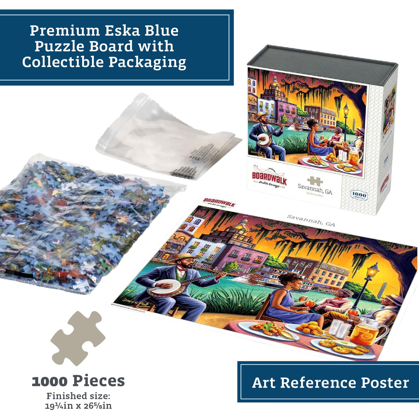 Boardwalk Savannah, GA 1000 Piece Jigsaw Puzzle Scenic Fun Romantic Puzzles with Premium Box, Gift for Adults and Family 19"x26"