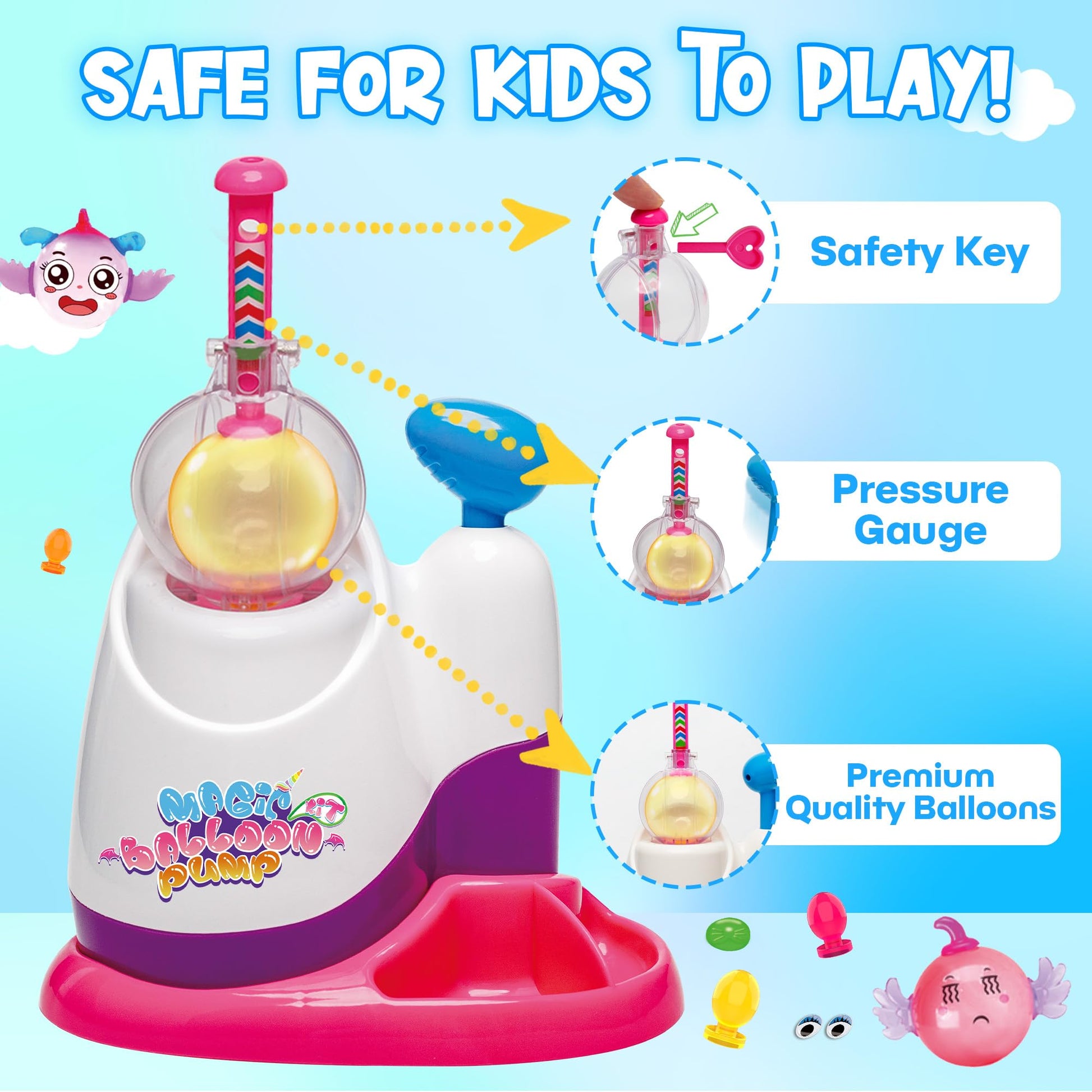Kiditos Balloon Animals Kit with Pump, Balloon Making Kit for Kids with Stickers & Accessories, DIY Creative Toy Birthday Gift for Boys & Girls Ages
