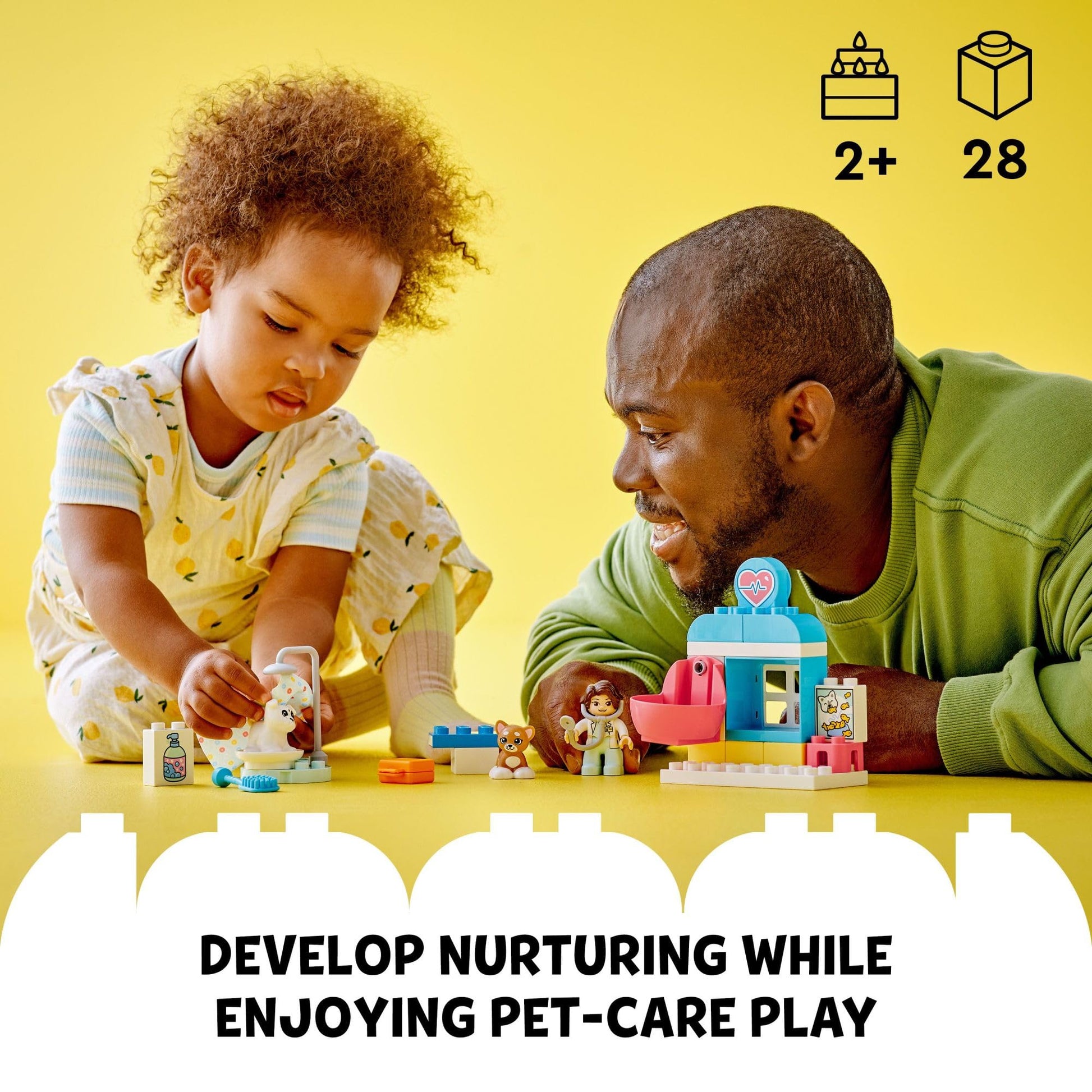 LEGO DUPLO Town Visit to The Vet Clinic Pet-Care Role-Play Toy, Dog, Cat and Veterinarian Figures, Social Emotional Learning Pretend Play Animal Set