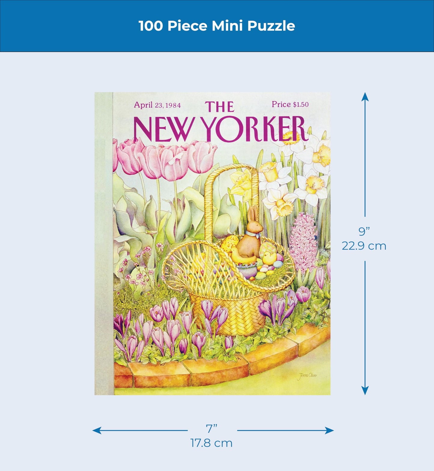 New York Puzzle Company - New Yorker Easter Basket Mini - 100 Vintage Easter Piece Jigsaw Puzzle by Jenni Oliver