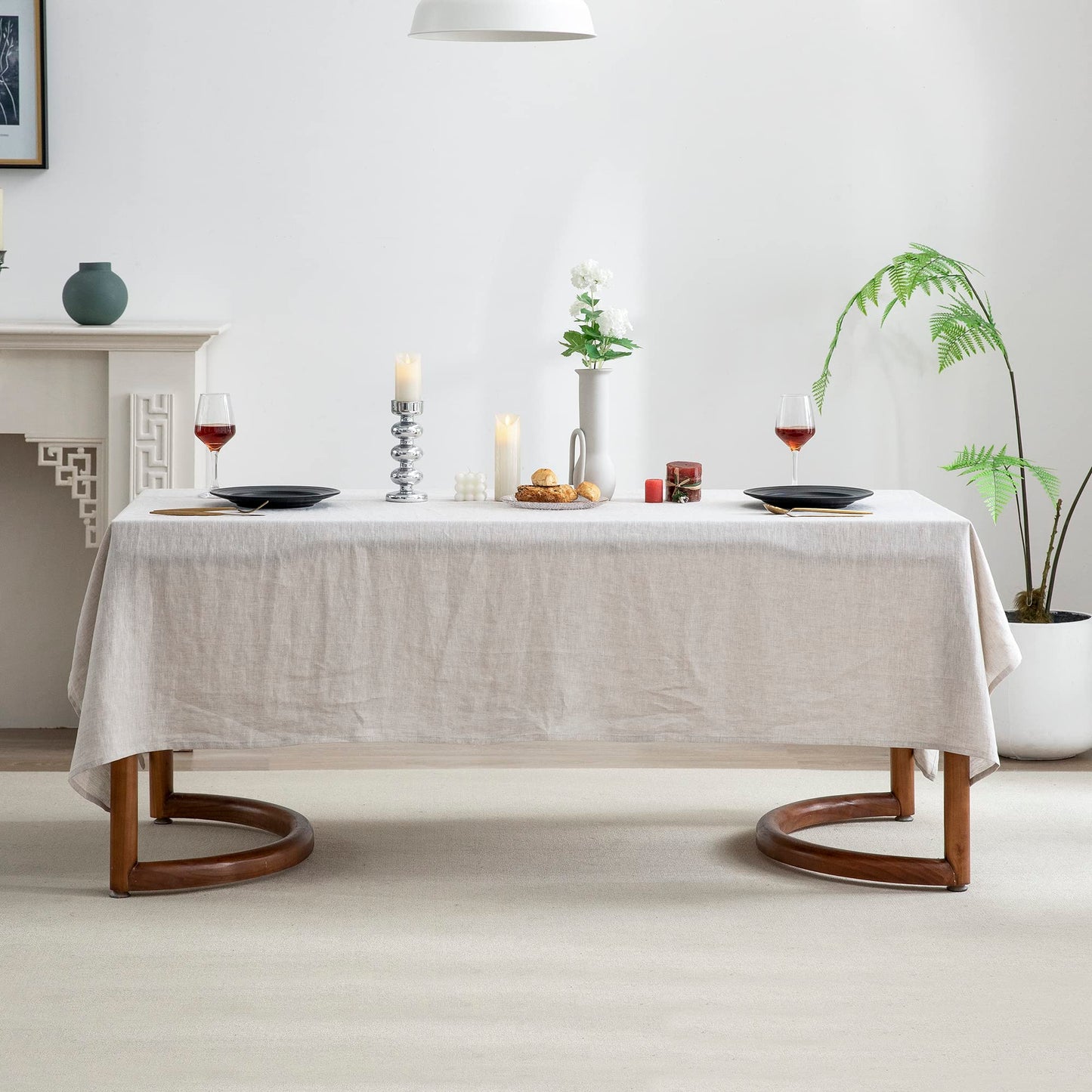 EVERLY 100% Pure Linen Rectangle Tablecloths 108Lx60WInch for Dining,Buffet Parties,Picnic,Events,Weddings and Restaurants,Decorative
