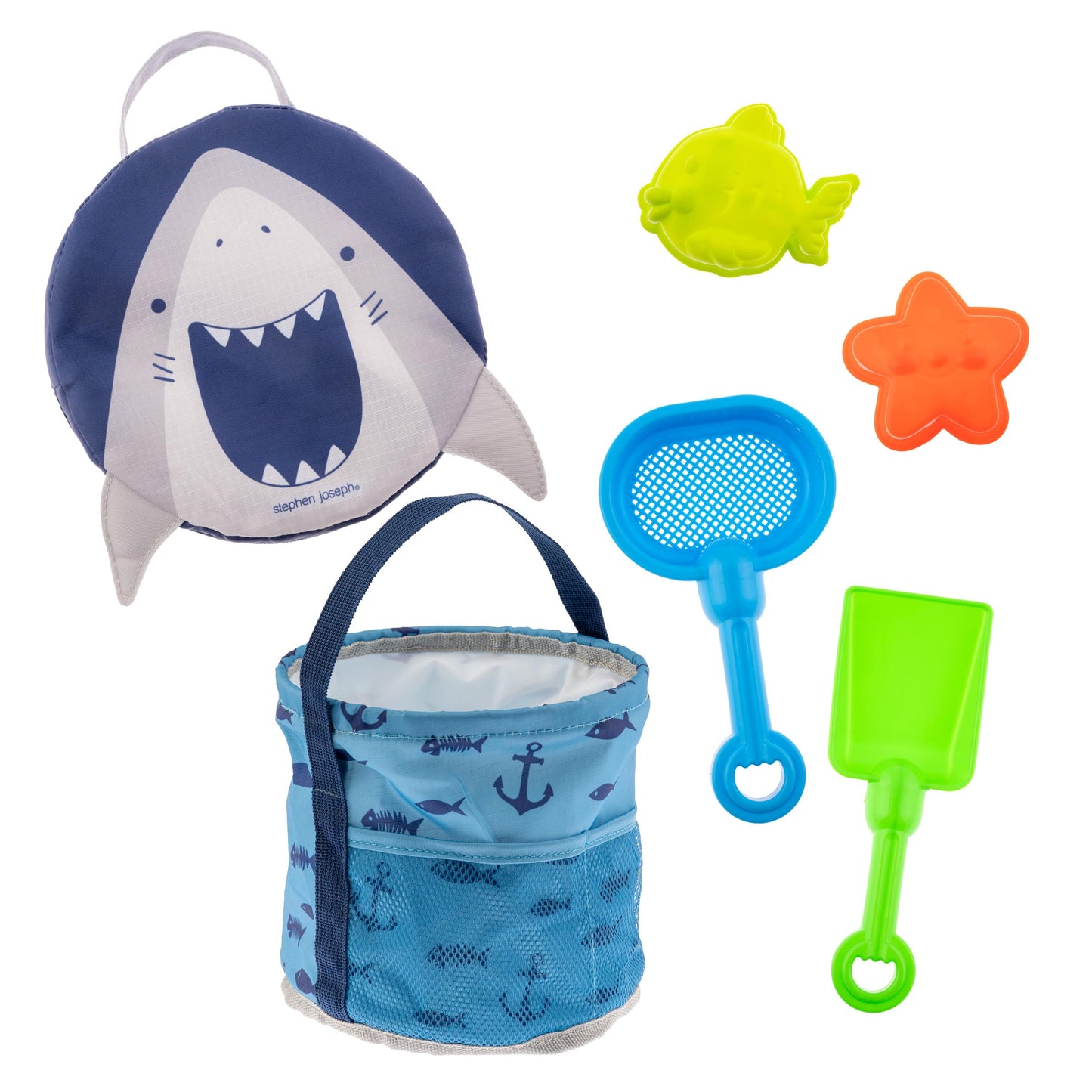Stephen Joseph, Collapsible Beach Buckets for Kids, Foldable Sand Bucket, Shovels with Beach Bag Toys, Sand Pails for Toddlers Beach Toys, Family