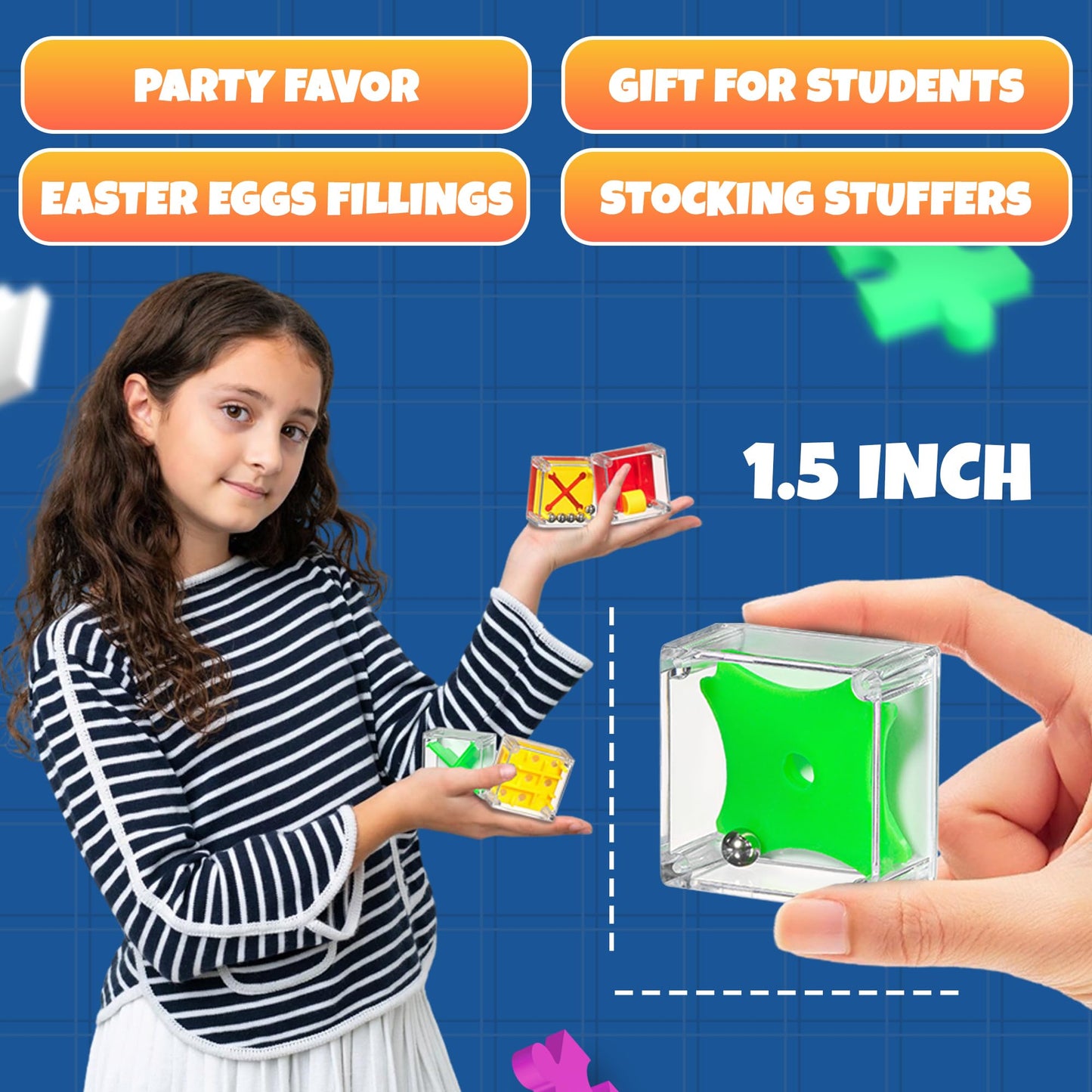 Mini Cube Puzzle Games (72-Pack) 3D Brain Teaser Maze Ball Party Favors