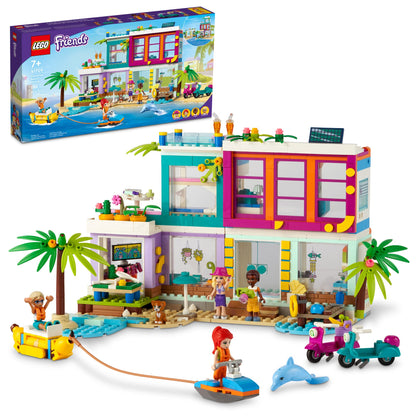 LEGO Friends Vacation Beach House 41709 Building Kit; Gift for Kids Aged 7+; Includes a Mia Mini-Doll, Plus 3 More Characters and 2 Animal Figures