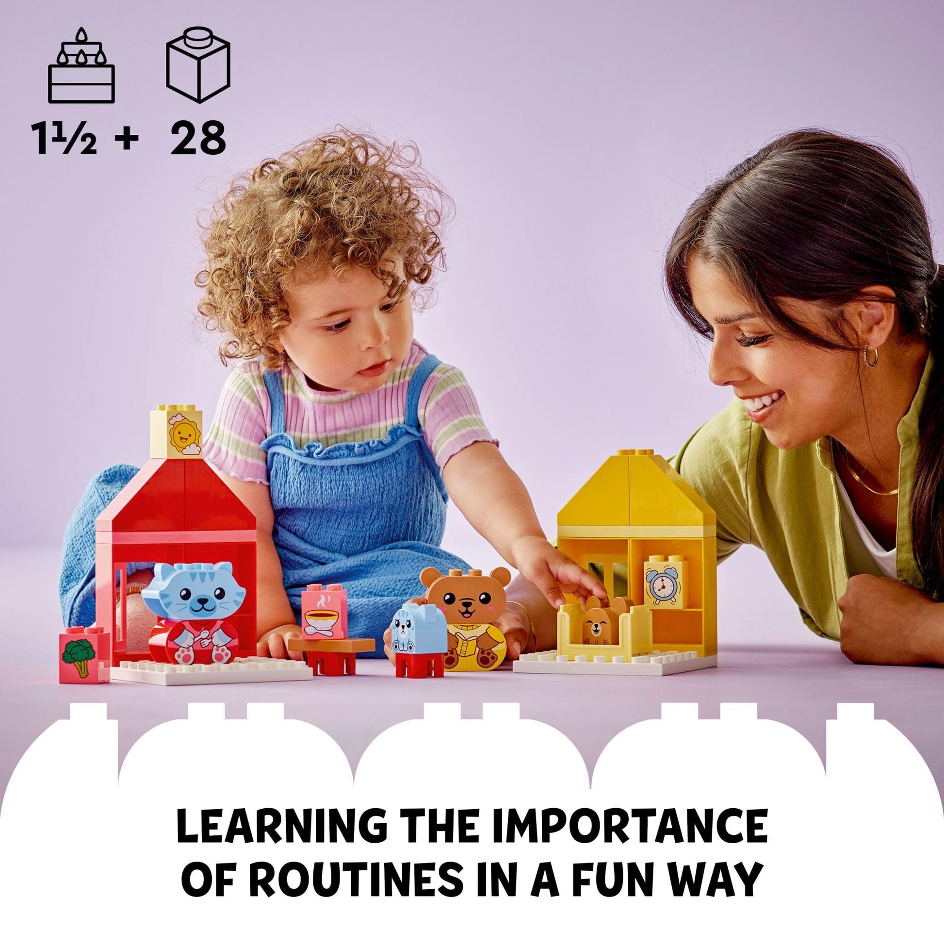 LEGO DUPLO My First Daily Routines: Eating & Bedtime Toy for Social and Emotional Roleplay, Animal Toys, Gift for Preschool Kids Ages 18 Months and